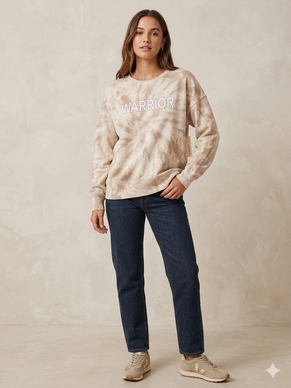 NWT Lacausa Anthro cream/white tie dye Crewneck sweatshirt size small